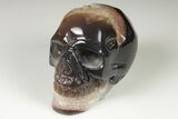 Polished Banded Agate Skull with Quartz Crystal Pocket #190490-2